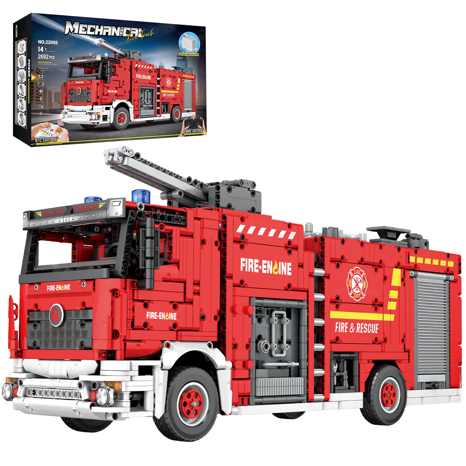 Building Blocks Firework Fire Truck Building Blocks with Water Spray Device 22008 | 2692+ PCS ...