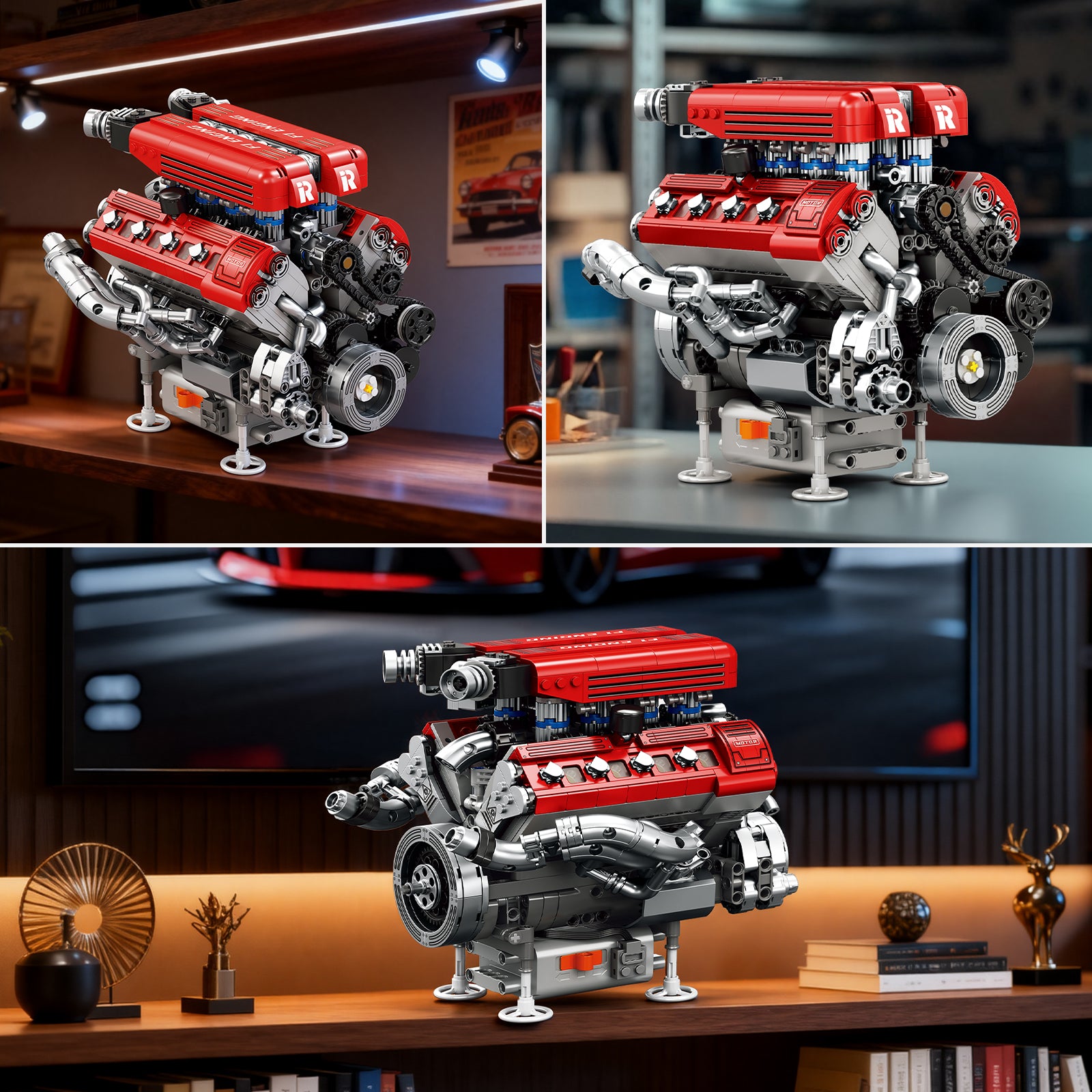 Engine Display Model JMBricklayer V8 Engine Model Kit Building Blocks 33015 | 1101+ PCS | V8 ...