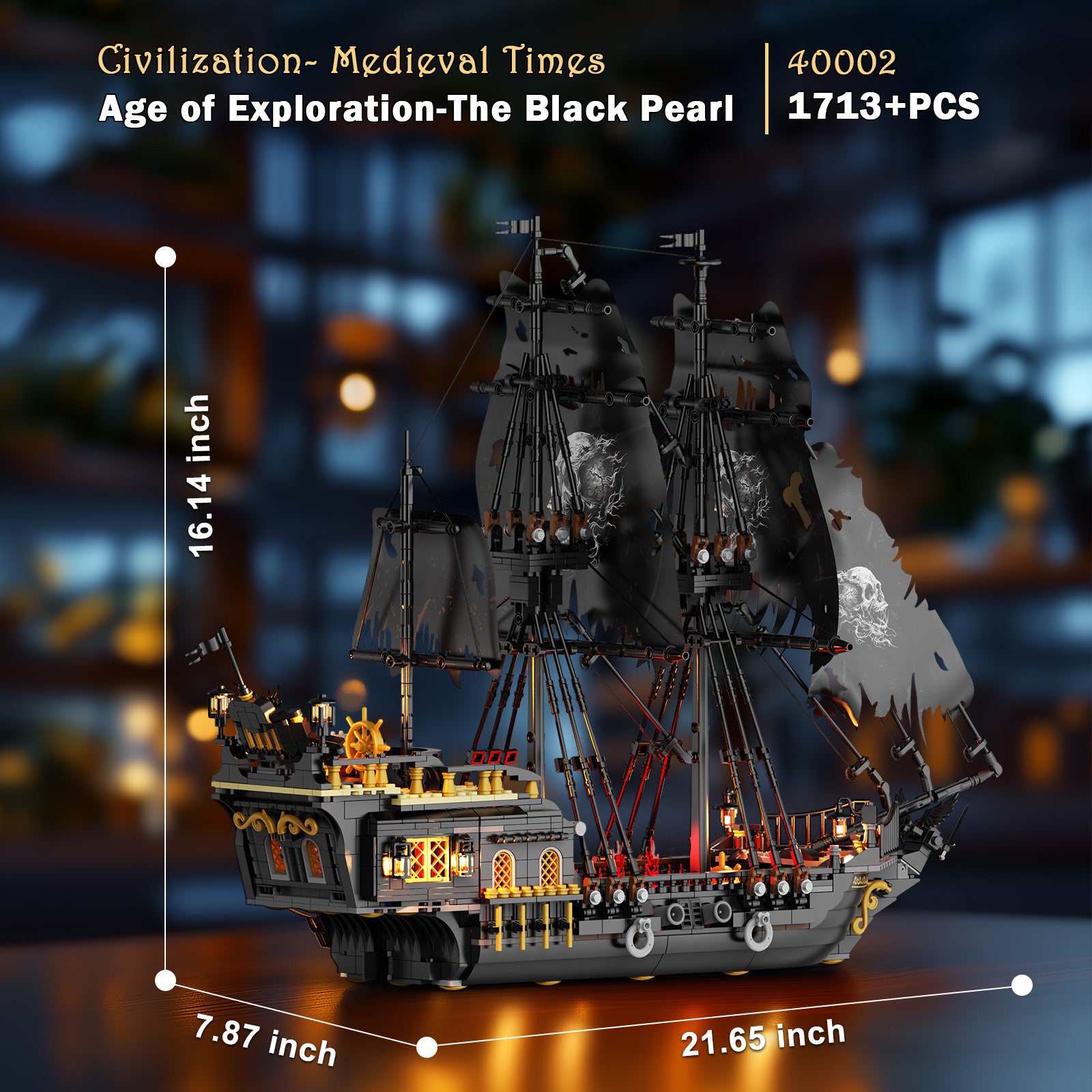buildream Pirate Ship Black Pearl 2076 Pieces, Dimensions 70 x 55 x 20 cm buildream Pirate Ship Black Pearl 2076 Pieces, Dimensions 70 x 55 x 20 cm