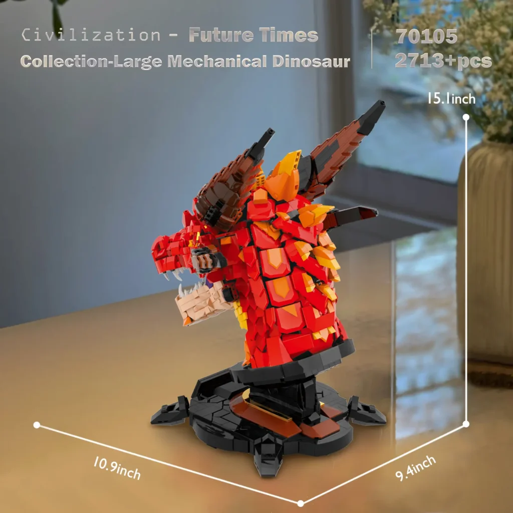 JMBricklayer Red Fire Dragon Loong Head 70105 size